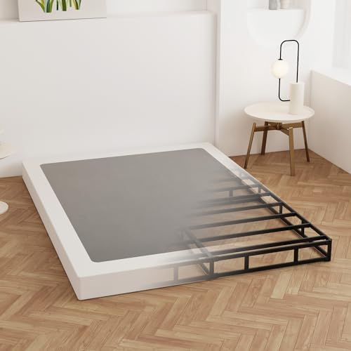 Cal King Box Spring 4 Inch Low Profile Bed Base with Fabric Cover