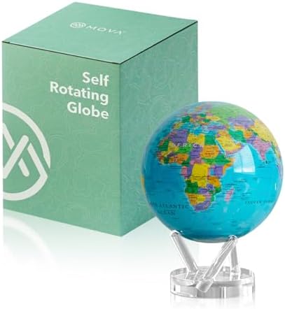 MOVA Self Rotating Globe, Ocean Blue Political Map Prestige (8.5")