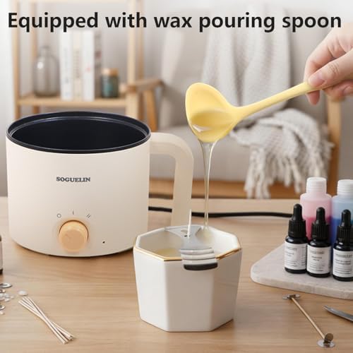 SOGUELIN Wax Melting Pot with Spoon & Thermometer for Candle Making