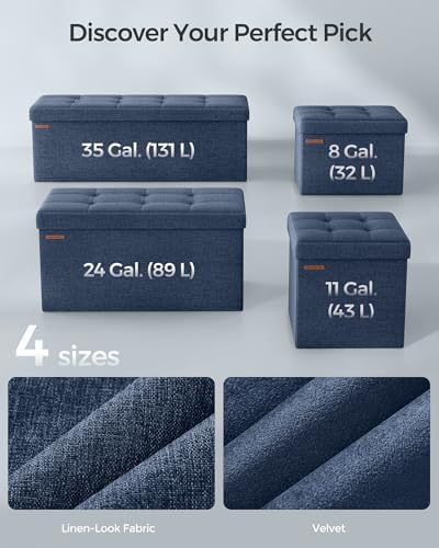 SONGMICS 30 Inches Folding Storage Ottoman Bench, Load 660 lb