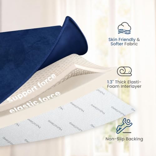 Huloo Sleep Baby Play Mat for Floor,1.3" Thick Memory Foam Tummy Time Mat,Soft Coral Velvet Nursery Rug,Extra Large Non Slip Crawling Mats for Living Room(Dark Blue)