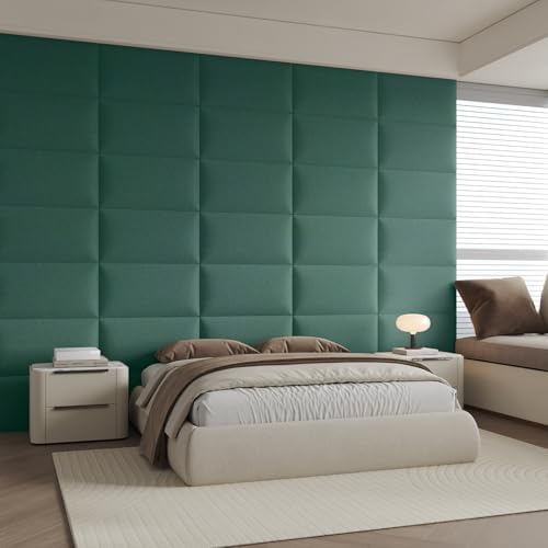 9-Piece Green Linen Upholstered Headboard Queen Size, Wall Mounted Tufted Headboard, Serene Fabric for Relaxing Bedroom