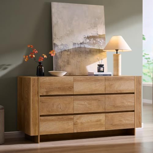 OKD 63" Modern 9 Drawer Dresser for Bedroom, 20" Depth for More Storage