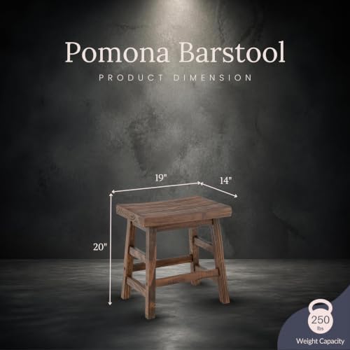 Alaterre Furniture Pomona Solid Wood Bar Stool Set of 2, Rustic Brown, 20”