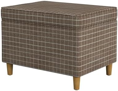 Spatial Order 24" Dinah Collection Storage Ottoman - Brown Windowpane Fabric