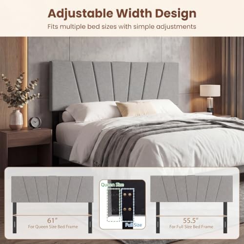 KOMFOTT Upholstered Full & Queen Headboard with Charging Station, Grey