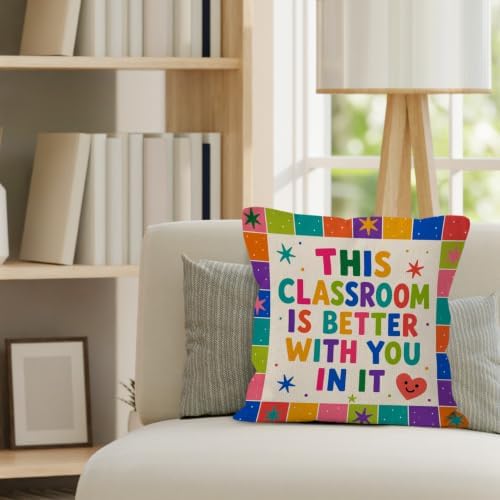 Retro Colorful Classroom Throw Pillow Cover 18x18