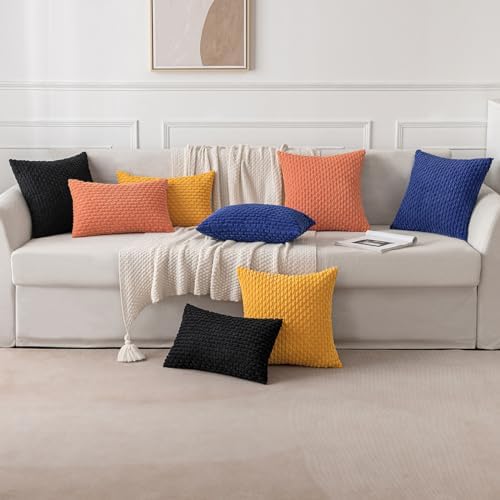 MIULEE Decorative Throw Pillow Covers 20x20 Coral Red Textured Corduroy