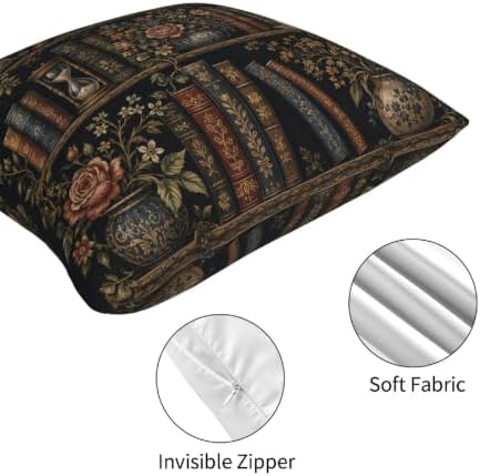 Wooden Bookself Decorative Throw Pillow Covers 18x18 Inch Set of 4