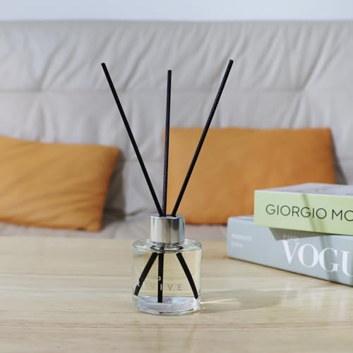 3 Pack Fragrance Reed Diffuser, 50ML Lavender Jasmine Patchouli Aromatherapy Diffuser Set with 12 Black Fiber Sticks,Air Freshener for Bedroom Bathroom Office, 8.2X 6.6X 2.1 inch
