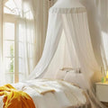 little dove Bed Canopy for Girls with Star Lights, 25.6''x 106'', White