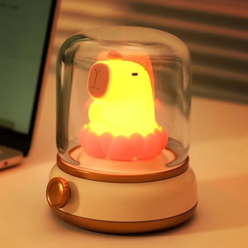 WANIDEA Kids Night Light, Rechargeable Capybara Night Light，Cute Desk Lamp