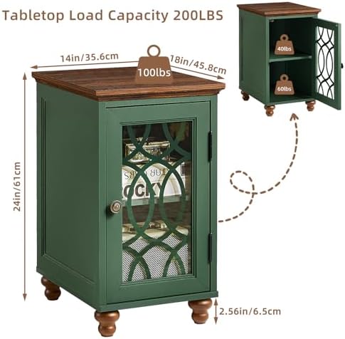 Joaxswe Narrow Side Table with Glass Door Storage