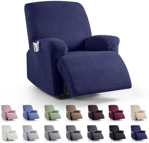 KinCam Recliner Chair Covers, Stretch Reclining Cover, Dark Blue