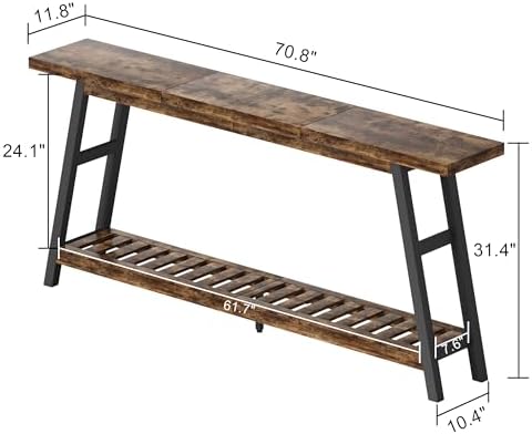 ChooChoo 70.9 Inch Long Console Tables for Entryway, Hallway Table, 2-Tier