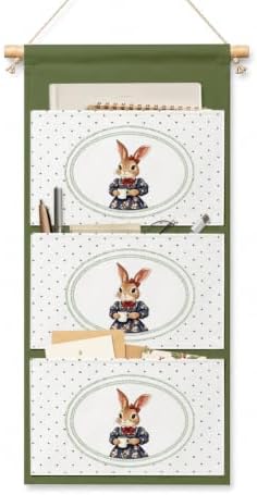 IAXIC Bunny Wall Organizer, Canvas Storage Pockets for Nursery Decor