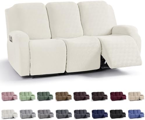 KinCam Recliner Sofa Covers, Stretch Reclining Cover, Cream