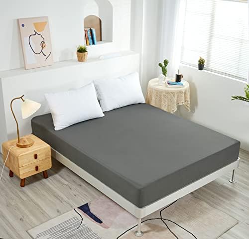 NHNHN 2 Pack Fitted Sheet-Deep Pockets-Soft Microfiber-Easy Care-Shrinkage and Fade Resistant-Fitted Sheets King Size for Girl Woman Teens Kids-2 Sets of Fitted Sheet (King,Dark Grey)