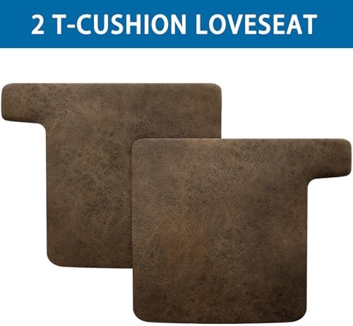T Cushion Loveseat Sofa Cover Leather-Look 2PC Stretch Sofa Seat Cushion Slipcover Individual Couch Seat Covers with Elastic Bands, Pet-Friendly, Non-Slip, Easy Fit - Light Brown