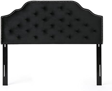 Christopher Knight Home Silas Velvet Headboard, Queen / Full, Black / Black