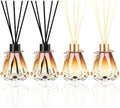 Reed Diffuser, Reed Diffuser Empty Bottles with 20pcs Reed Diffuser Sticks, Delicate Gold Leaf Decor, Glass Fragrance Diffuser Set with lids for Home… (Black+Gold, 4PCS)