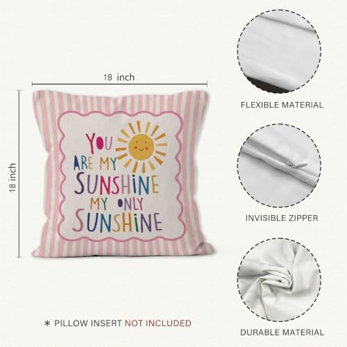 You are My Sunshine Boho Girl Nursery Decor Throw Pillow Cover 18x18