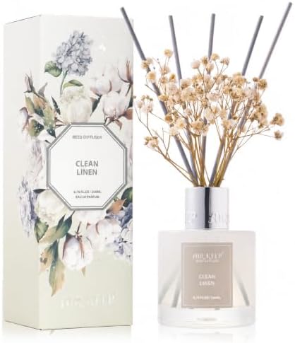 Airkeep Reed Diffuser Set/Clean Linen/6.76 fl oz(200ml)/1 Pack/Home & Office Decor Aromatherapy Diffuser Oil Gift Set