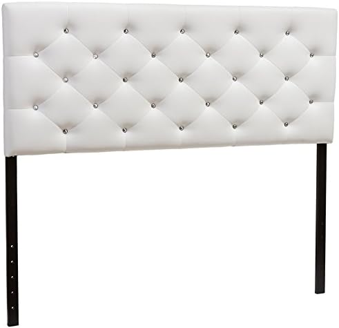 Baxton Studio Viviana Modern and Contemporary White Faux Leather Upholstered Button-Tufted Full Size Headboard