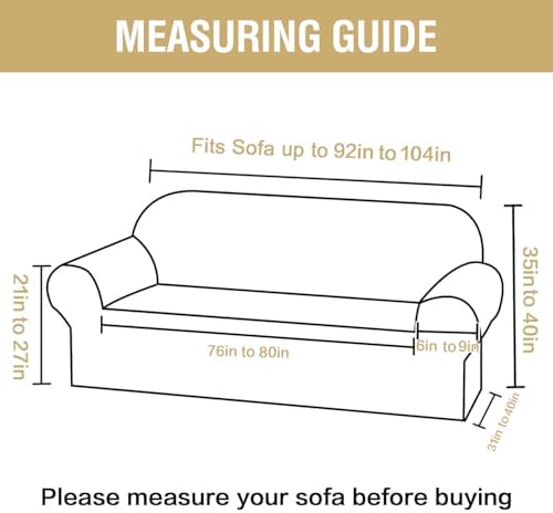 H.VERSAILTEX Jacquard Sofa Slipcover with Waterproof Seat Furniture Protector 1 Piece Stretch Sofa Covers with Elastic Bottom for Kids, Pets, Dog(Sofa XL, Pale Oak)