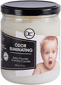 Baby Powder Odor Eliminating Highly Fragranced Candle - Eliminates 95% of Pet, Smoke, Food, and Other Smells Quickly - Up to 80 Hour Burn time - 12 Ounce Premium Soy Blend
