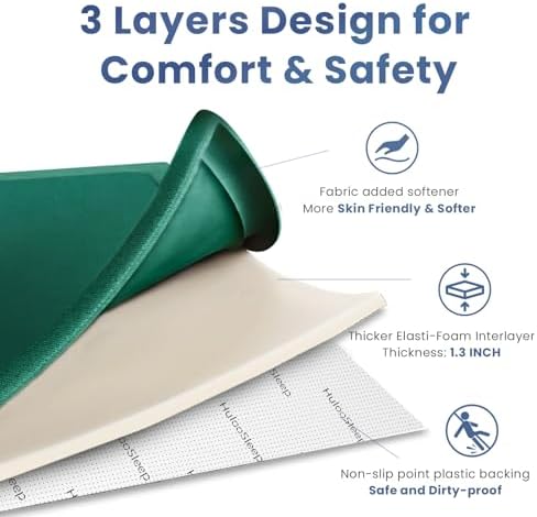 Huloo Sleep Ultra Soft Baby Play Mat for Floor,1.3" Thick Elasti-Foam 47x47 Play Mat for Playpen,Water-Repellent Coral Velvet for Tummy Time, Non-Slip Backing Safe for Toddlers & Infants(Dark Green)