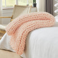 Bigacogo Chunky Knit Throw Blanket for Couch, 40x60 inches, Peach Fuzz