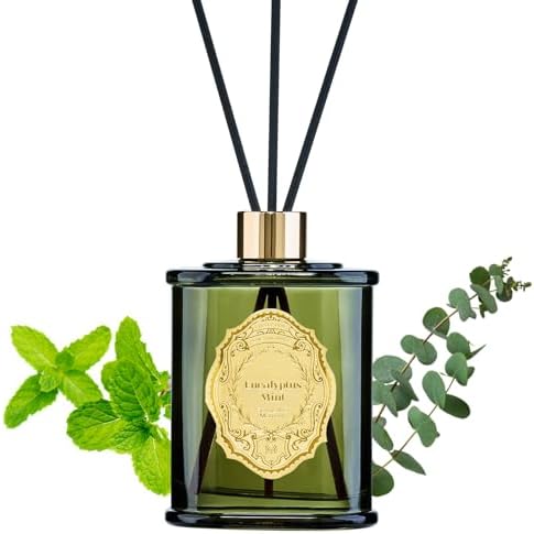M&SENSE 8.4 oz Large Reed Diffuser for Home | Eucalyptus Mint Scent Oil Diffuser with Sticks | Bedroom Bathroom Living Room Decor