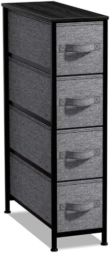 Sorbus 4-Drawer Narrow Dresser for Bedroom (Black/Charcoal)