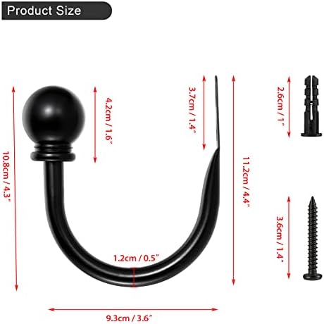 Sumnacon Curtain Holdbacks 2 Pcs Wall Mounted Curtain Tiebacks, Black