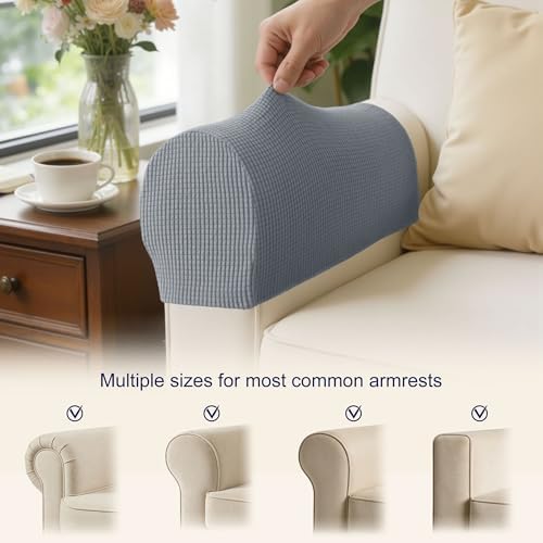 SUBRTEX Stretch Couch Arm Covers Set of 2, Non-Slip Sofa Armrest Slipcovers