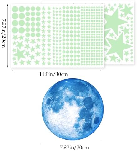 492Pcs Glow in the Dark Stars for Celing Glow Moon and Space Wall Decals