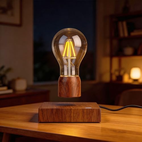 Magnetic Levitating Floating Wireless LED Light Bulb Desk Lamp for Unique Gifts, Room Night Light, Home Office Decor Tech Toys