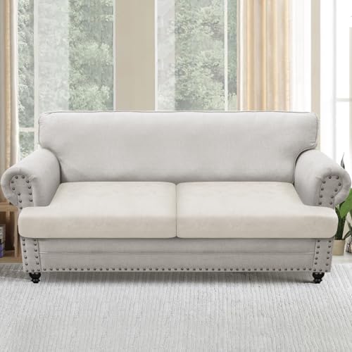 T Cushion Sofa Slipcovers Leather-Look 2PC Stretch Sofa Cushion Covers for 2 Cushion Couch Individually Couch Seat Cover with Elastic Bands, Pet-Friendly, Non-Slip, Easy Fit - Beige