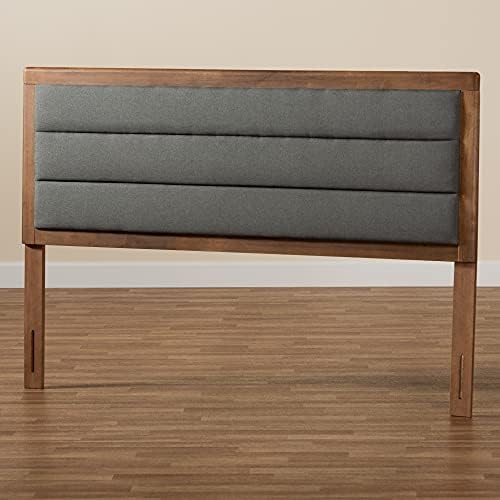 Baxton Studio Dexter Modern and Contemporary Dark Grey Fabric Upholstered and Walnut Brown Finished Wood Full Size Headboard