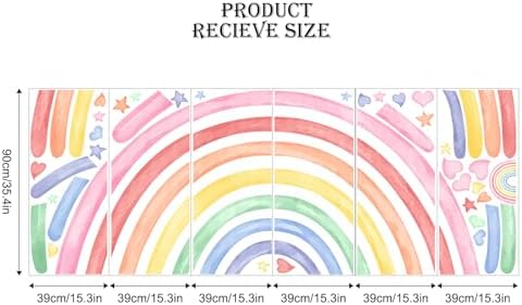 77" x 47" Large Rainbow Wall Decals Stickers for Girls Nursery Peel and Stick Watercolor Rainbow Hearts Stars Vinyl Wall Mural Art for Kids Toddlers Bedroom Playroom Classroom