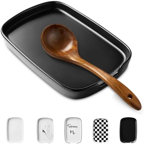 ABRUTY Spoon Rest for Stove Top, Ceramic Spoon Holder for Counter, Modern Farmhouse Decor Accessories for Spatula, Spoons or Tongs