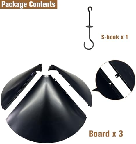 Garbuildman Squirrel Baffle for Bird Feeder Pole, Outside Hanging Mount Bird House Guard for Outdoor Shepherd’s Hook,19 Inch Diameter, 1 Pack