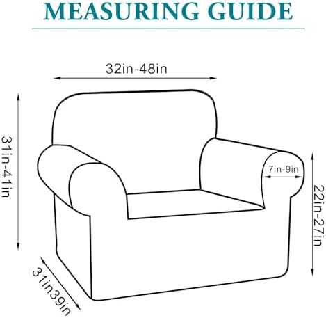 Flamingo P High Stretch Sofa Slipcover Non Slip Armchair Cover for Living Room Washable Pet Furniture Protector Covers with Elastic Bottom, Thick Jacquard Fabric (Small, Dusty Blue)