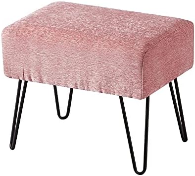 Home Soft Things Pink Jacquard Chenille Ottoman, 19" x 13" x 17" H, Tanga-Rose Quartz, Fuzzy Entry Way Ottoman Bench Living Room Bedroom End of Bed Decorative Makeup Stool Foot Rest Chair Home Décor