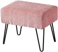 Home Soft Things Pink Jacquard Chenille Ottoman, 19" x 13" x 17" H, Tanga-Rose Quartz, Fuzzy Entry Way Ottoman Bench Living Room Bedroom End of Bed Decorative Makeup Stool Foot Rest Chair Home Décor