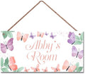 Personalized Butterfly Signs Rainbow Sign For Kids Room Custom Name Door Wall Decor Flowers Floral Nursery Art Plate For Boys Room Girls Bedroom Little Man Cave