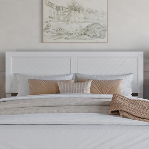 AFI, Canyon King Solid Wood Rustic Farmhouse Headboard, White
