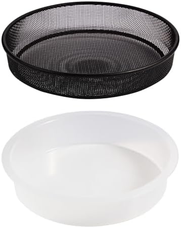 Plastic Round Bird Feeder Bowl and Metal Round Bird Feeder Tray,Wild Birds Seed Mesh Tray Bath Water Bowls Outdoor Accessory for Humming Feeder Station