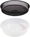 Plastic Round Bird Feeder Bowl and Metal Round Bird Feeder Tray,Wild Birds Seed Mesh Tray Bath Water Bowls Outdoor Accessory for Humming Feeder Station